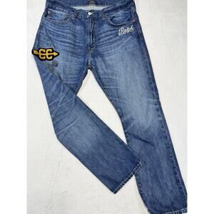 Polo Ralph Lauren Jeans Mens 34x30 Blue The Varick Slim Graffiti Patches